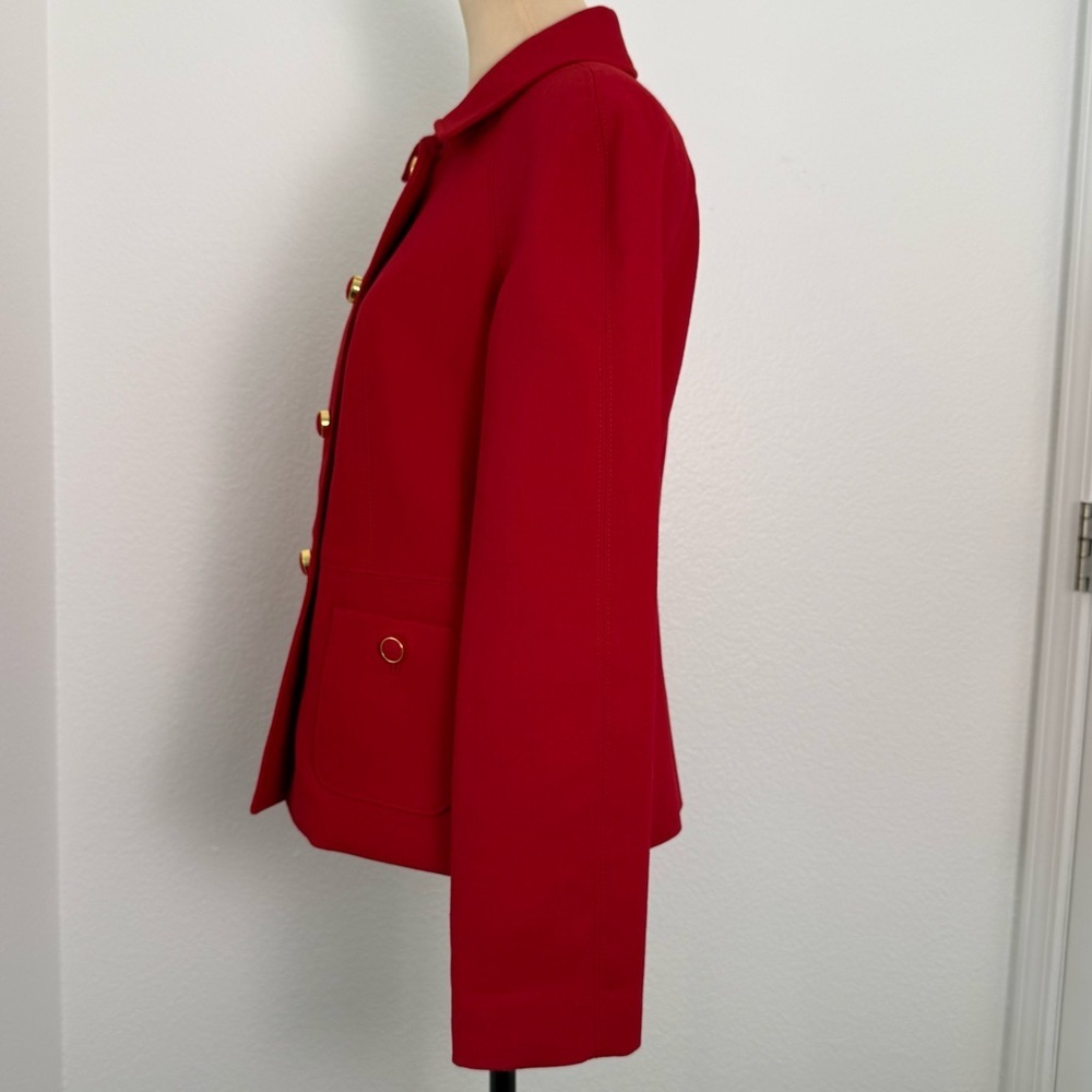 Talbots Red Blazer Gold-Tone Hardware Womens Size 4 Classic Tailored Suit Jacket - Picture 4 of 8